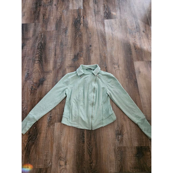 H by Halston Jackets & Blazers - Women's H by HALSTON Mint Green Silver Zip Utility Jacket Size 8